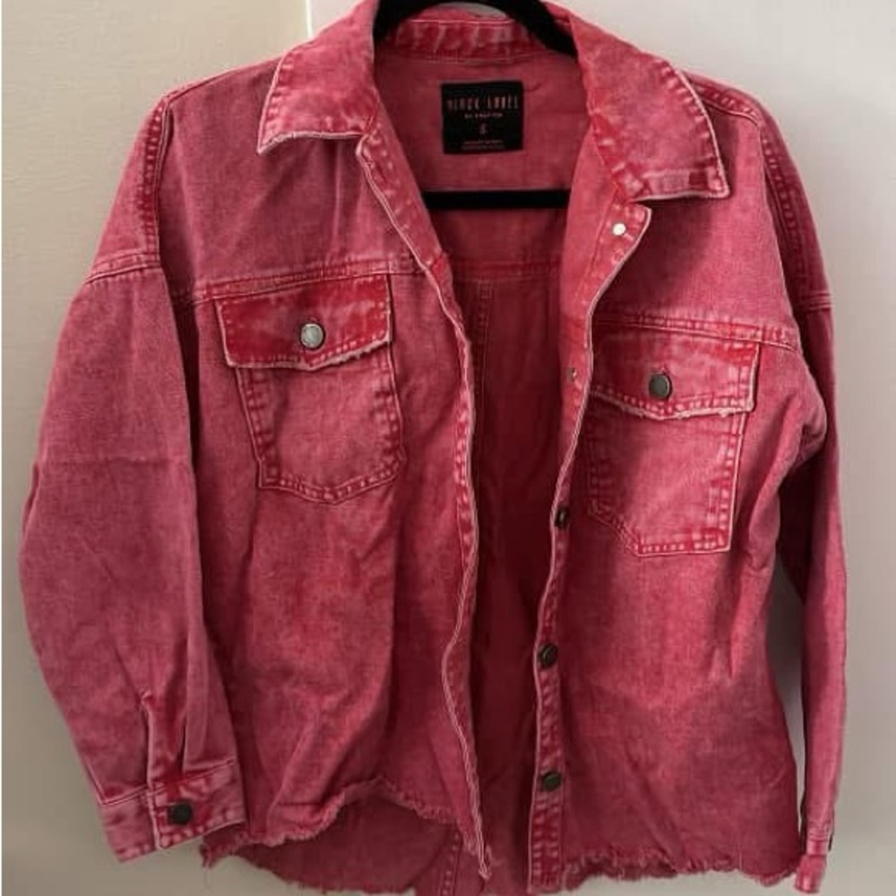 Black Label Pink Jean Jacket Oversized Corduroy